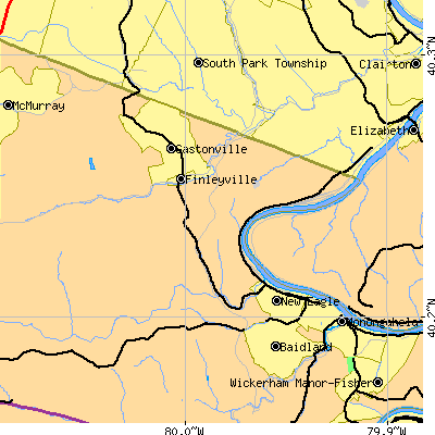 Zip code 15332 close-up map