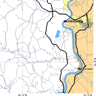 Zip code 15338 close-up map