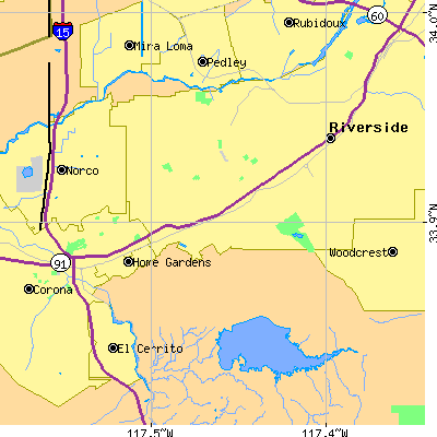 Zip code 92503 close-up map