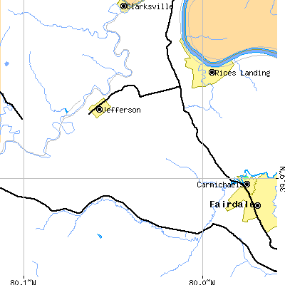 Zip code 15344 close-up map