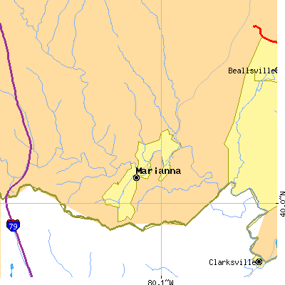 Zip code 15345 close-up map