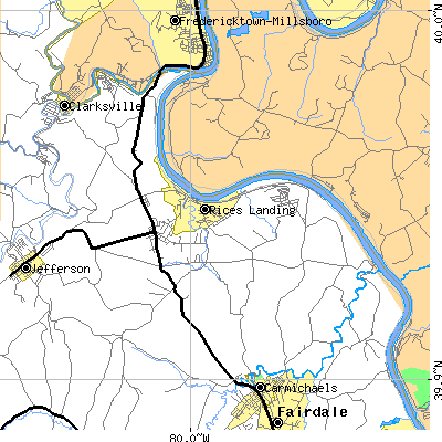 Zip code 15357 close-up map