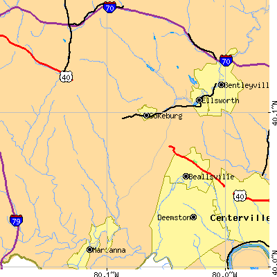 Zip code 15360 close-up map