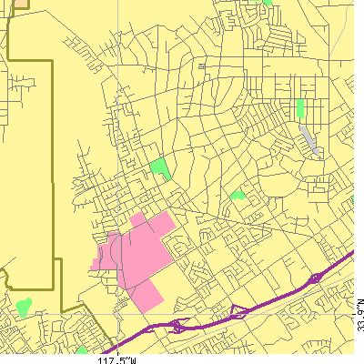 Zip code 92505 close-up map