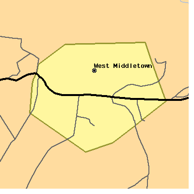 Zip code 15379 close-up map