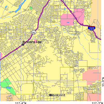 Zip code 92506 close-up map