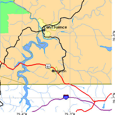 Zip code 15411 close-up map