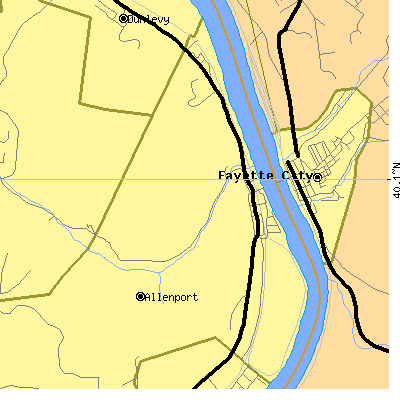 Zip code 15412 close-up map