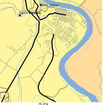 Zip code 15419 close-up map