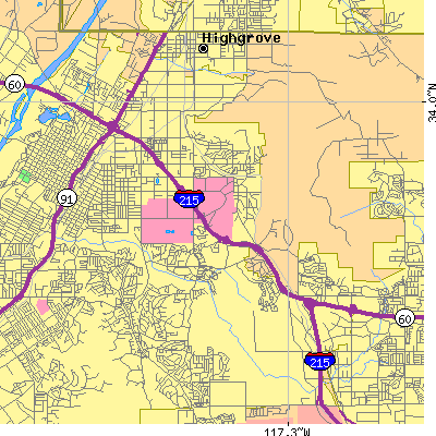 Zip code 92507 close-up map