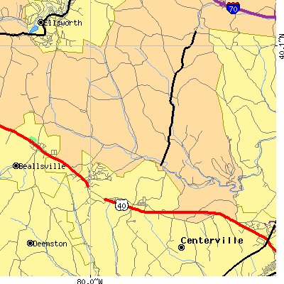 Zip code 15427 close-up map