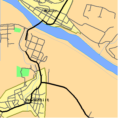 Zip code 15430 close-up map