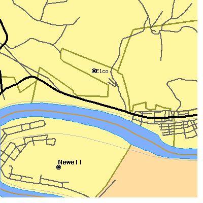 Zip code 15434 close-up map