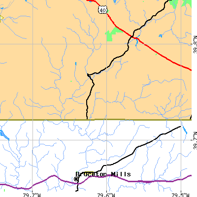 Zip code 15440 close-up map