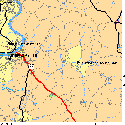 Zip code 15442 close-up map