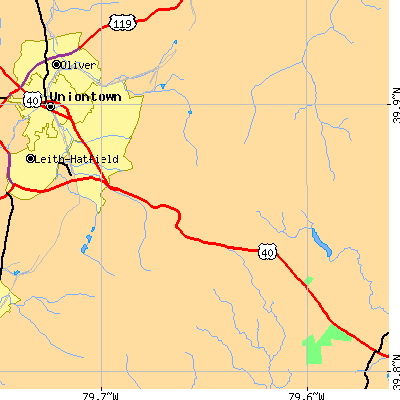 Zip code 15445 close-up map
