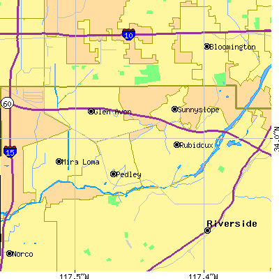 Zip code 92509 close-up map