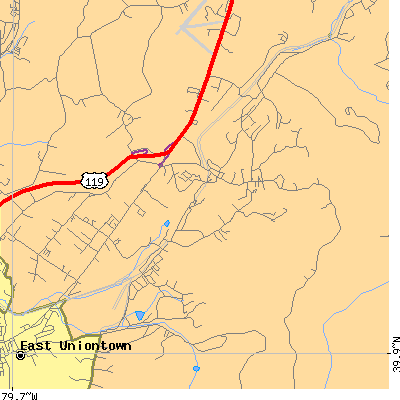 Zip code 15456 close-up map