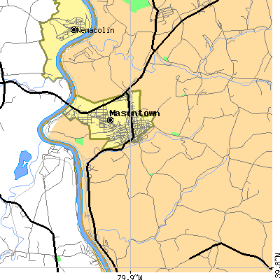 Zip code 15461 close-up map