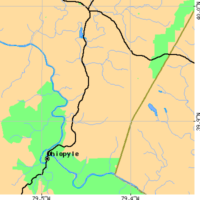 Zip code 15464 close-up map