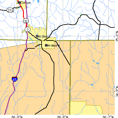 Zip code 35739 close-up map