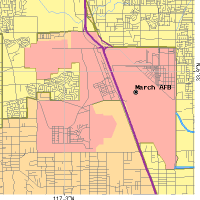 Zip code 92518 close-up map