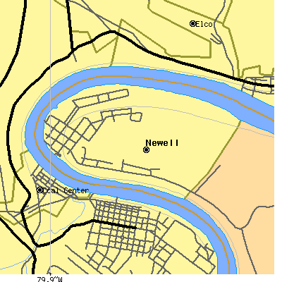 Zip code 15466 close-up map