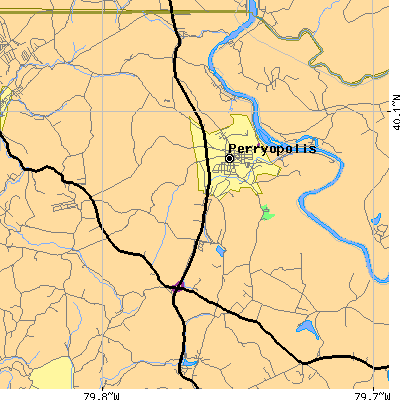 Zip code 15473 close-up map