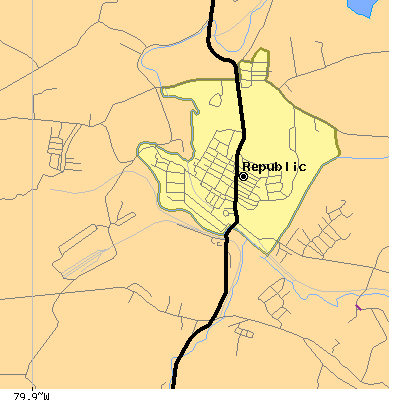 Zip code 15475 close-up map