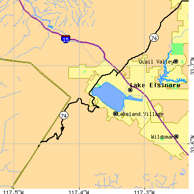 Zip code 92530 close-up map