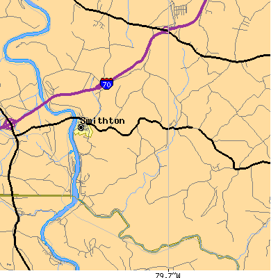 Zip code 15479 close-up map