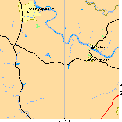 Zip code 15486 close-up map
