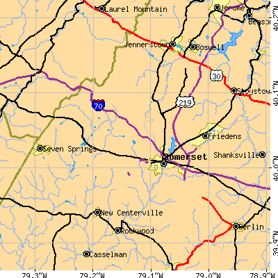 Zip code 15501 close-up map