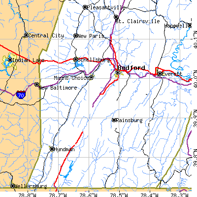 Zip code 15522 close-up map