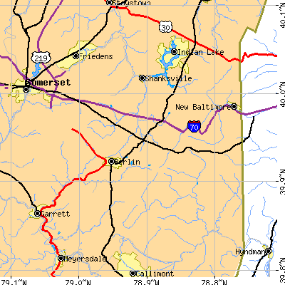 Zip code 15530 close-up map