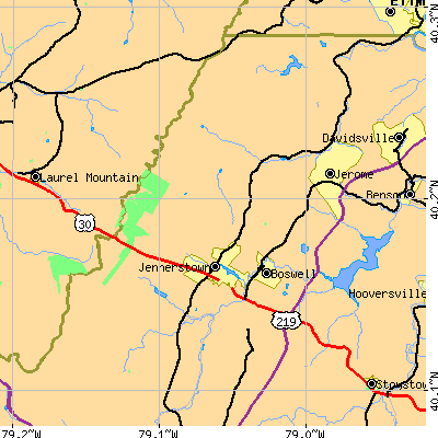 Zip code 15531 close-up map