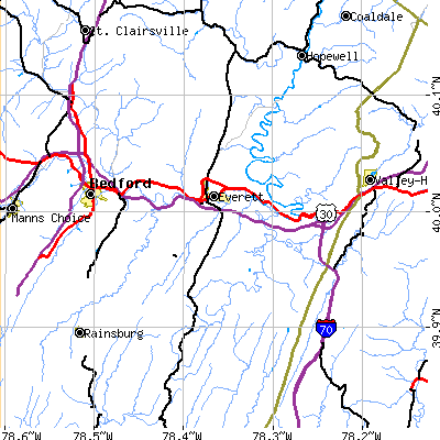 Zip code 15537 close-up map