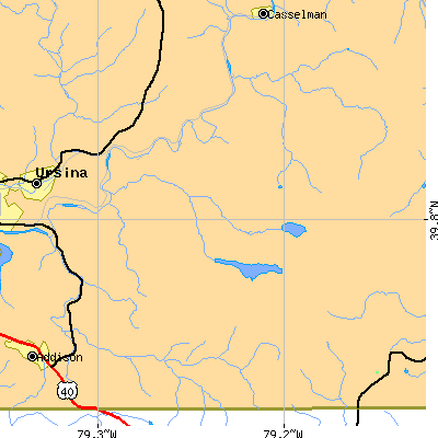 Zip code 15540 close-up map