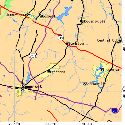 Zip code 15541 close-up map