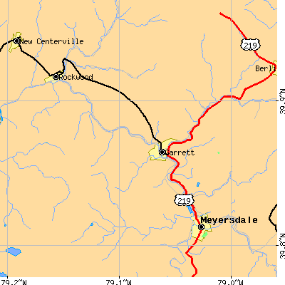 Zip code 15542 close-up map