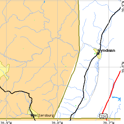 Zip code 15545 close-up map
