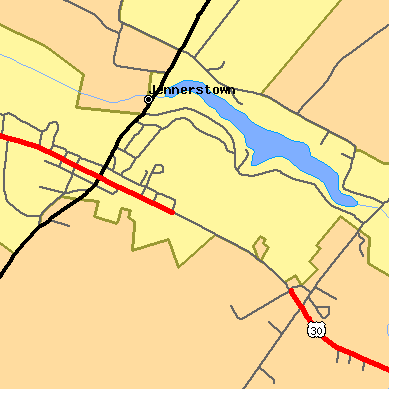 Zip code 15547 close-up map