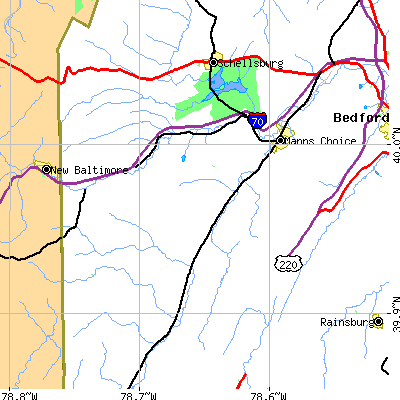 Zip code 15550 close-up map