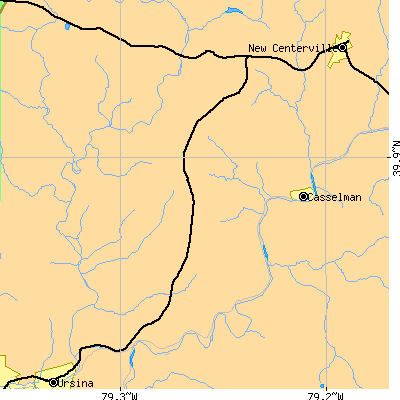 Zip code 15551 close-up map