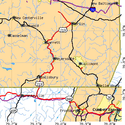 Zip code 15552 close-up map