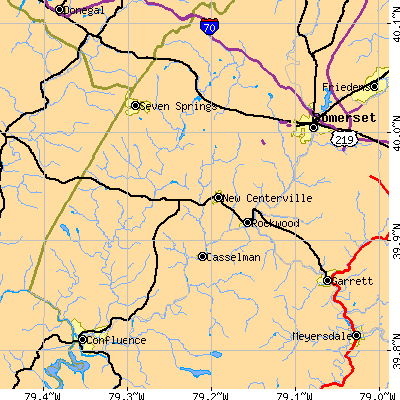 Zip code 15557 close-up map