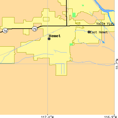 Zip code 92543 close-up map