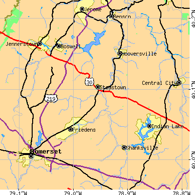 Zip code 15563 close-up map