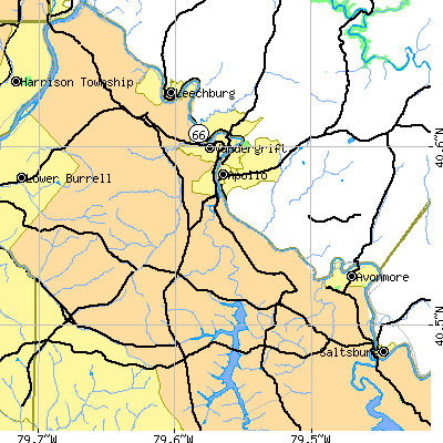 Zip code 15613 close-up map