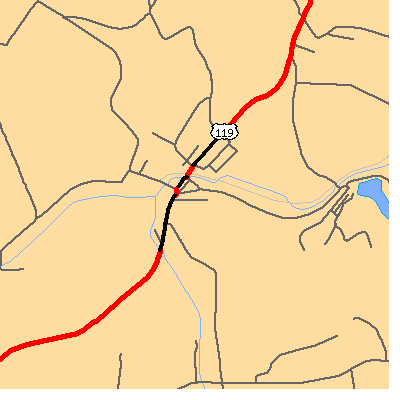 Zip code 15624 close-up map